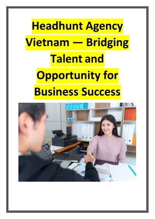 Headhunt Agency Vietnam — Bridging Talent and Opportunity for Business Success