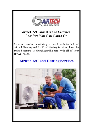 airtech a c and heating services comfort