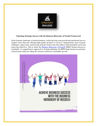 Unlocking Strategic Success with the Business Hierarchy of Needs® Framework
