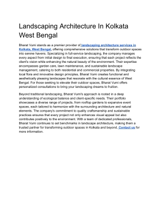 Landscaping Architecture In Kolkata West Bengal