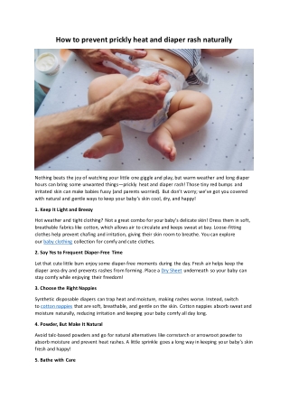 How to prevent prickly heat and diaper rash naturally