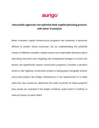 How public agencies can optimize their capital planning process with what-if ana