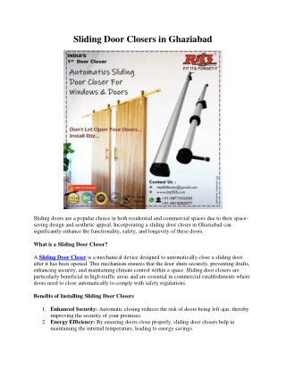 Sliding Door Closers in Ghaziabad