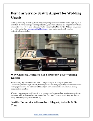 Best Car Service Seattle Airport for Wedding Guests