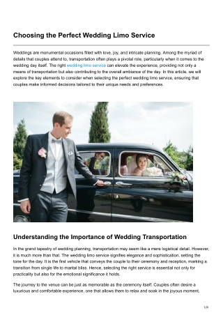 Choosing the Perfect Wedding Limo Service