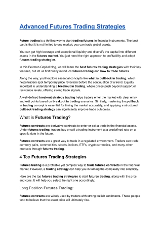 advanced futures trading strategies future
