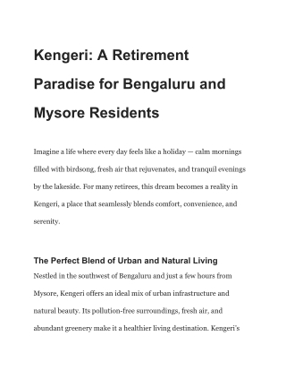 Kengeri_ A Retirement Paradise for Bengaluru and Mysore Residents _ BHADRA Group