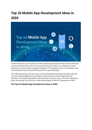 Top 10 Mobile App Development Ideas in 2024