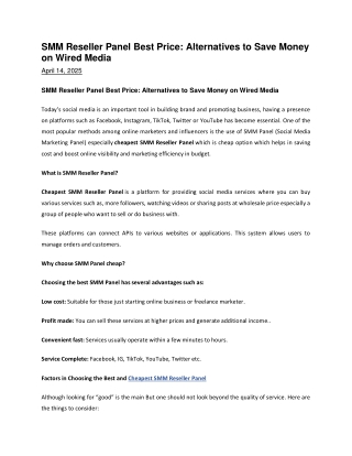SMM Reseller Panel Best Price Alternatives to Save Money on Wired Media