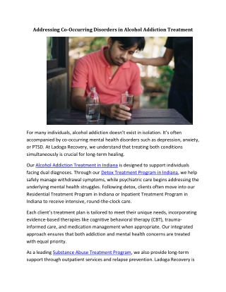 addressing co occurring disorders in alcohol