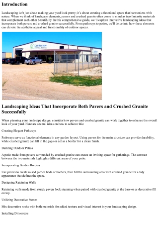Landscaping Ideas That Incorporate Both Pavers and Crushed Granite Successfully