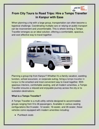 tempo traveller on rent in Kanpur