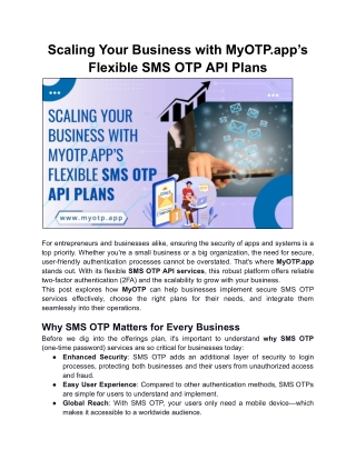 Scaling Your Business with MyOTP.app’s Flexible SMS OTP API Plans