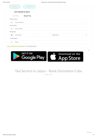 Taxi Service in Jaipur | Outstation Cab Service