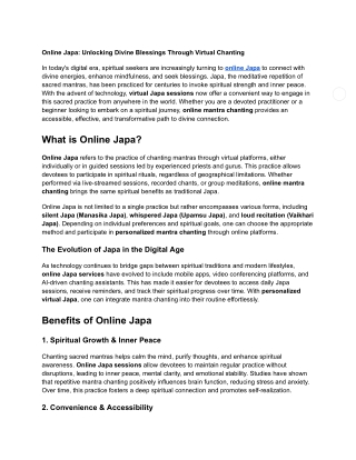 Online Japa: Unlocking Divine Blessings Through Virtual Chanting