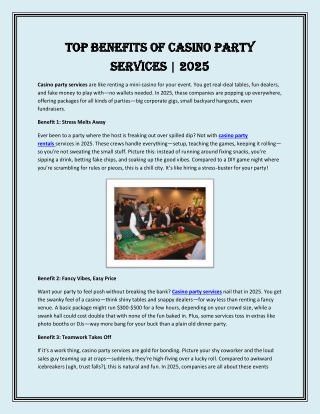 Top Benefits of Casino Party Services