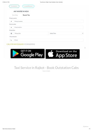 Taxi Service in Rajkot | Outstation Cab Service