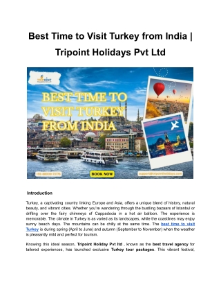Best Time to Visit Turkey from India | Tripoint Holidays