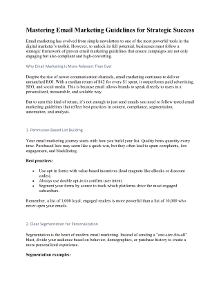 Email Marketing Guidelines for Strategic Success