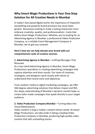 Top Advertising Agency in Mumbai | Smart Magic Productions