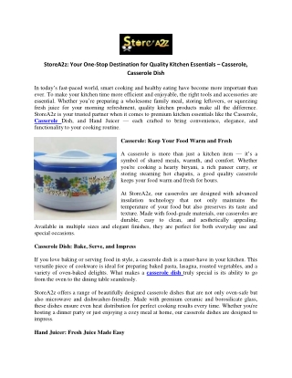 StoreA2z Your One-Stop Destination for Quality Kitchen Essentials  Casserole Casserole Dish