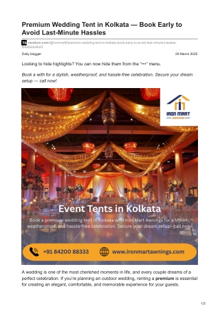 Premium Wedding Tent in Kolkata — Book Early to Avoid Last-Minute Hassles