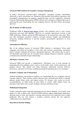 advanced crm solutions for seamless customer