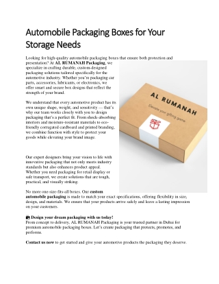 automobile packaging boxes for your automobile