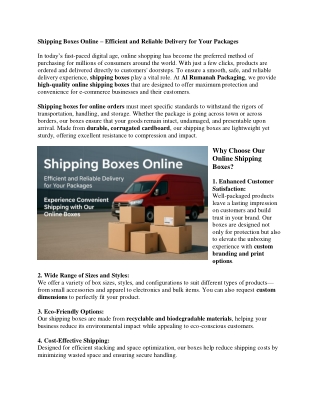 shipping boxes online efficient and reliable