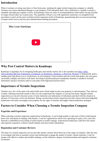 Choosing the Right Termite Inspection Companies in Kamloops: A Guide