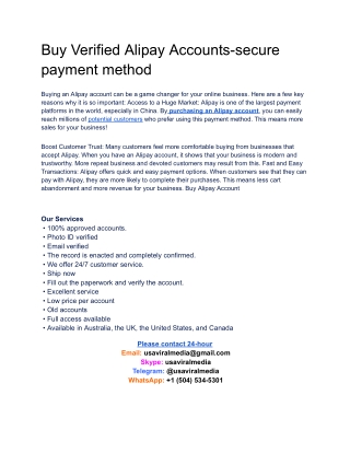 Buy Verified Alipay Accounts-secure payment method