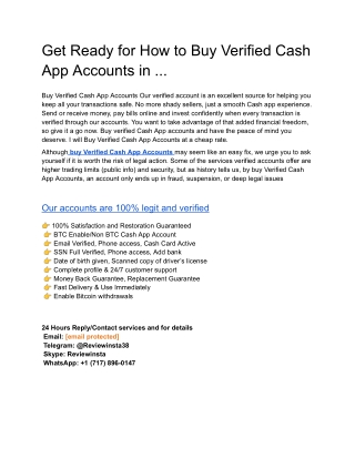 Get Ready for How to Buy Verified Cash App Accounts in ...