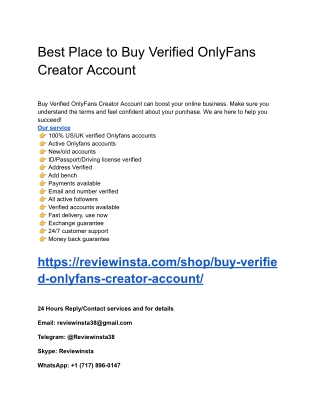 Where can I buy verified OnlyFans accounts safely and ...