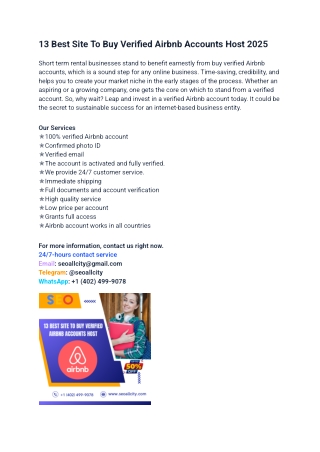 13 Best Site To Buy Verified Airbnb Accounts Host 2025