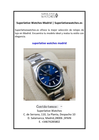Superlative Watches Madrid  Superlativewatches.es