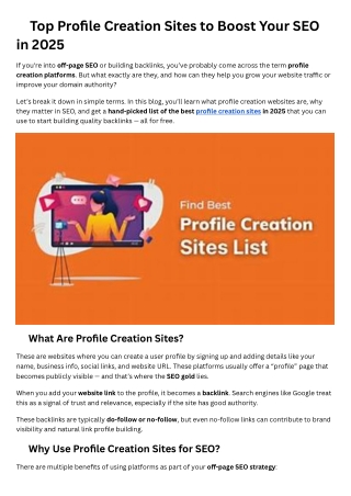Profile Creation Sites