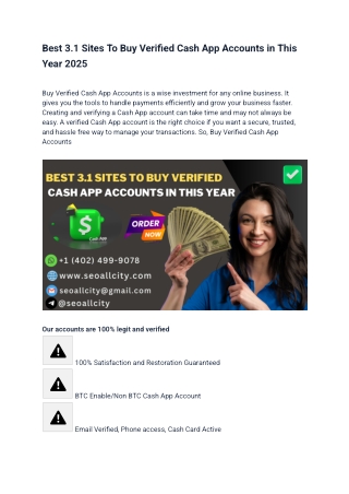 Best 3.1 Sites To Buy Verified Cash App Accounts in This Year 2025