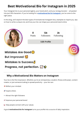 Motivational Bio for Instagram