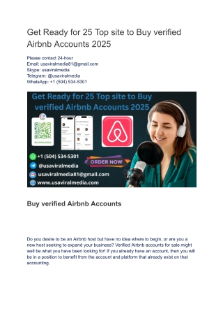Get Ready for 25 Top site to Buy verified Airbnb Accounts 2025