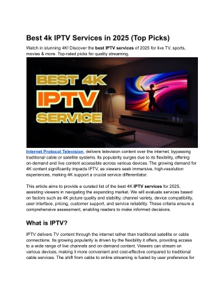 Best 4k IPTV Services in 2025 (Top Picks)