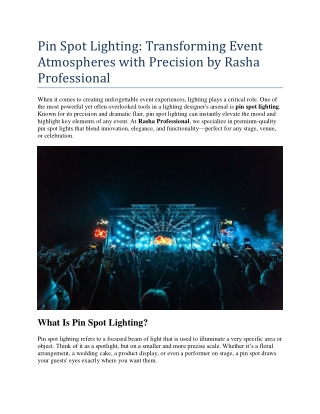 Pin Spot Lighting: Transforming Event Atmospheres with Precision