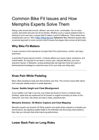 Common Bike Fit Issues and How Memphis Experts Solve Them