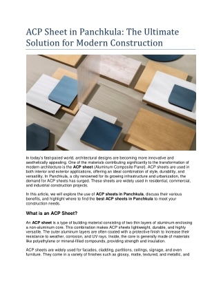 ACP Sheet in Panchkula The Ultimate Solution for Modern Construction