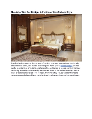 The Art of Bed Set Design
