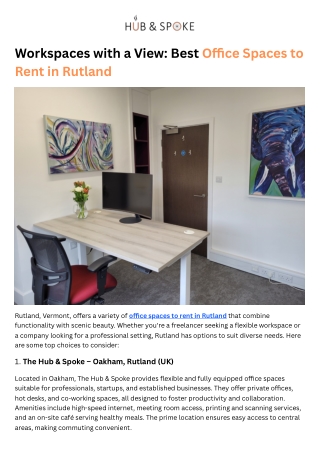 Workspaces with a View Best Office Spaces to Rent in Rutland