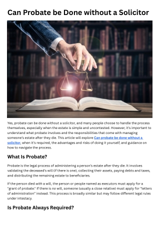 Can Probate be Done without a Solicitor -  Welland Valley Legal
