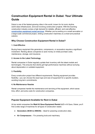 Construction Equipment Rental in Dubai_ Your Ultimate Guide