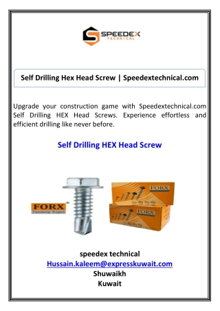 Self Drilling Hex Head Screw Speedextechnical.com