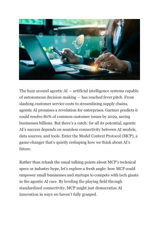 How MCP Could Redefine the Future of Agentic AI A New Lens on Connectivity