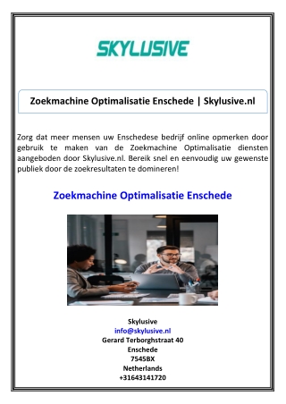 Zoekmachine Optimalisatie Enschede Skylusive.nl